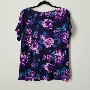 Jaclyn Smith Tops - Navy Blue Top with Purple Floral Jaclyn Smith Tops - Navy Blue Top with Purple Floral